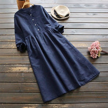 Load image into Gallery viewer, 2019 Plus Size ZANZEA Spring Women Casual Long Sleeve Vintage Embroidery Cotton Linen Loose Party Long Shirt Dress Vestidos